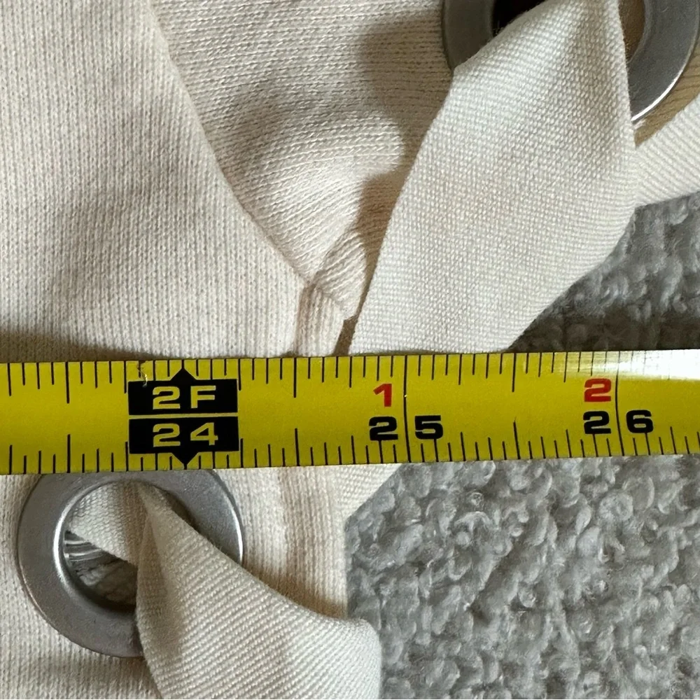 Alo Yoga Boxy Cropped Suspension Pullover, Pristine/Silver Grommets NWOT, Size M